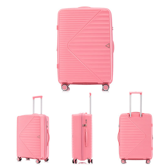 PP Luggage Sets 3 Piece(20/24/28), Expandable Carry On Luggage with TSA Lock Airline Approved, PP materials Hard Shell and Lightweight Suitcase with Spinner Wheels (Pink)