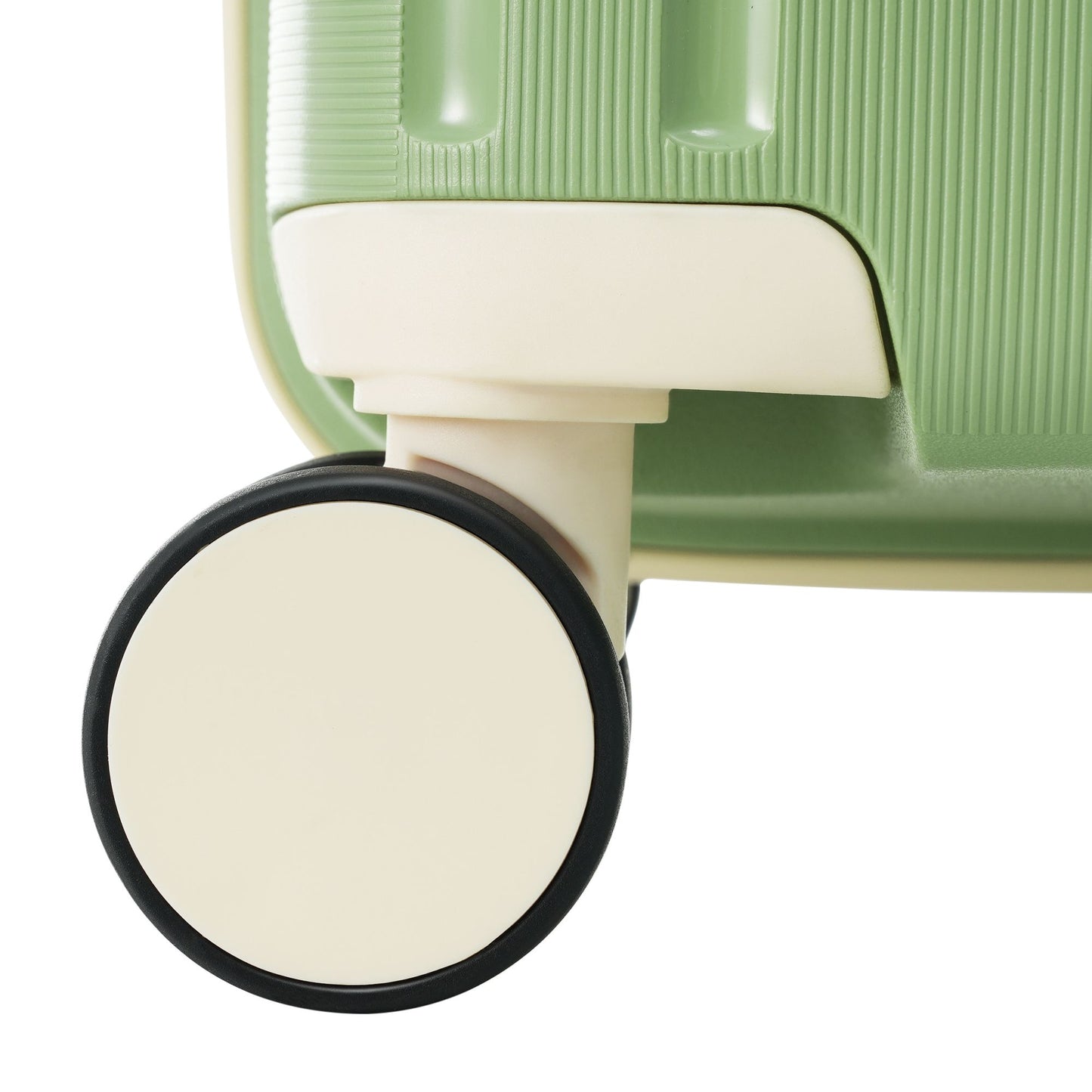 Luggage Sets 3 Piece Suitcase Set 20/24/28 with USB Port,Carry on Luggage Airline Approved,PP Lightweight Suitcase with Spinner Wheels,Green and Ivory