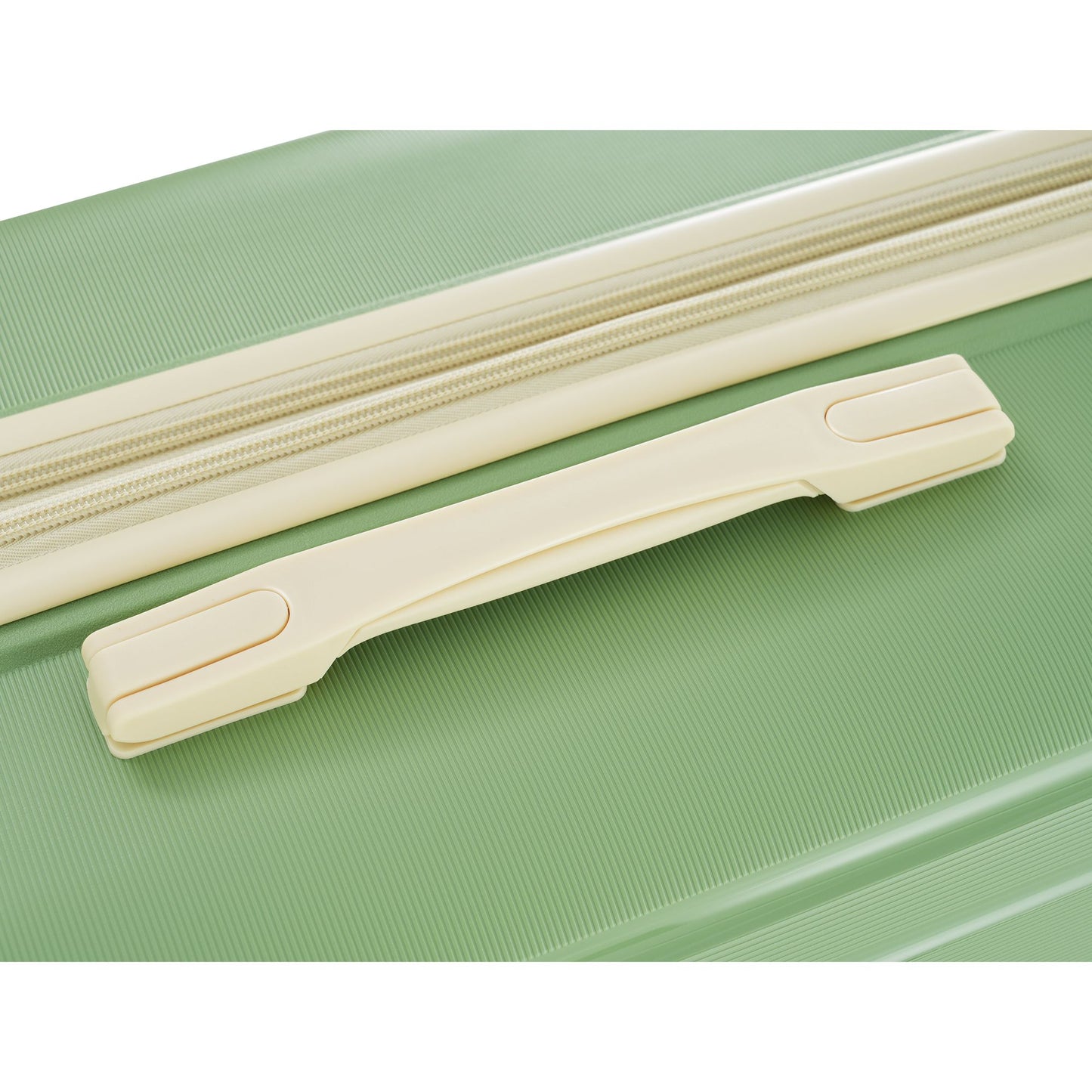 Luggage Sets 3 Piece Suitcase Set 20/24/28 with USB Port,Carry on Luggage Airline Approved,PP Lightweight Suitcase with Spinner Wheels,Green and Ivory