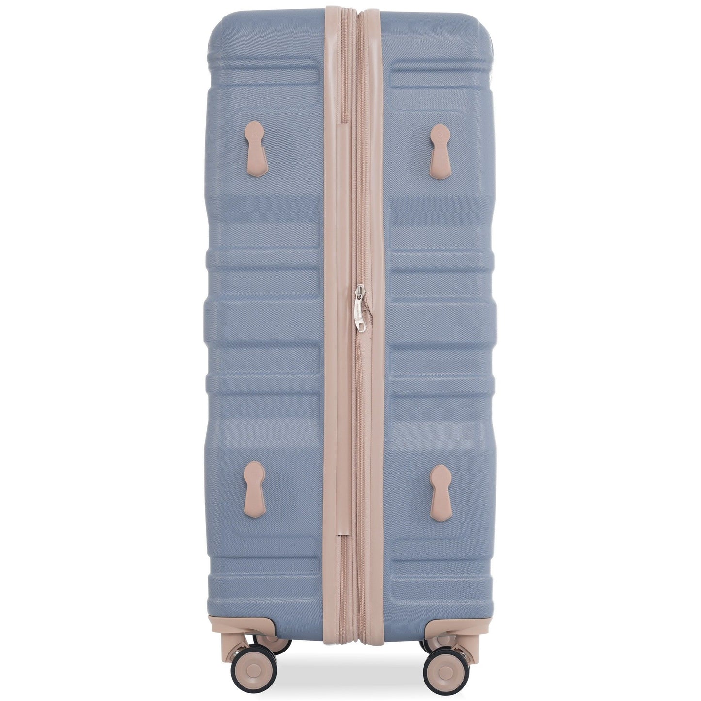 Luggage Sets New Model Expandable ABS Hardshell 3pcs Clearance Luggage Hardside Lightweight Durable Suitcase sets Spinner Wheels Suitcase with TSA Lock 20''24''28''(light blue and golden)