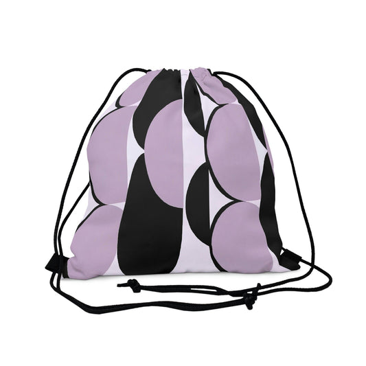 Drawstring Backsac Bag - Geometric Lavender And Black Pattern