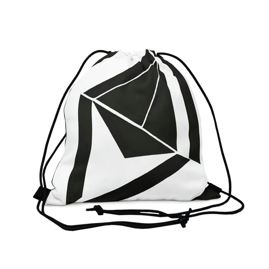 Drawstring Backsac Bag - Black And White Geometric Pattern